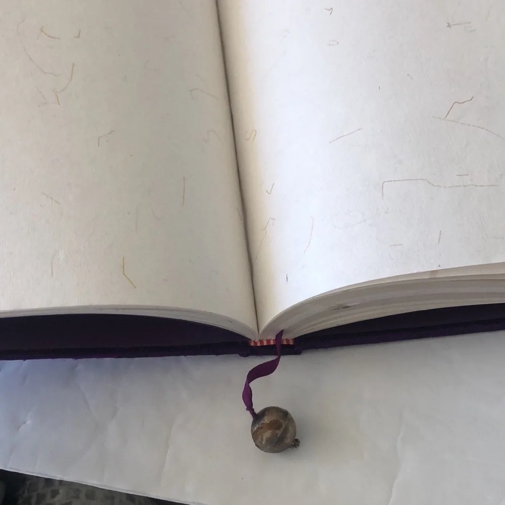 Unique Paperchase Vtg Purple Silk Blank Notebook W Round Mirrors Handmade